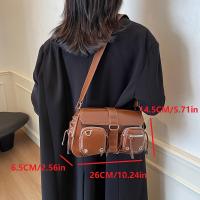 Bolso cruzado de PU a la moda 2024 Bolso de hombro único café marrón Bolso minimalista para mujeres - details 1