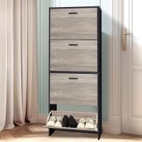 Mueble zapatero de 12 pares - Estantería de gran capacidad para vestíbulo o pasillo - (ancho) 60 x (profundidad) 24 x (alto) 80 cm - Madera clara blanca - details 53