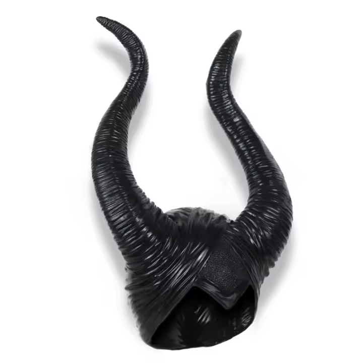 Máscara con capucha de cuernos negros para Halloween, accesorios de bruja de La Bella Durmiente, Bar de hechizos para dormir, Cosplay - 1