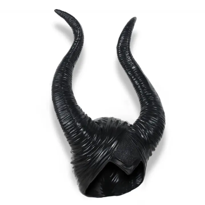 Máscara con capucha de cuernos negros para Halloween, accesorios de bruja de La Bella Durmiente, Bar de hechizos para dormir, Cosplay - 1