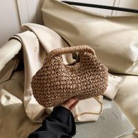 Elegante bolso de paja con cadena tejida de verano, bolso de hombro de paja informal bohemio para mujer, bolso de cubo informal para playa - details 11