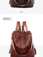 Mochila Vertical de Pu para mujer, bolso cruzado de viaje de gran capacidad, tendencia informal - details 23
