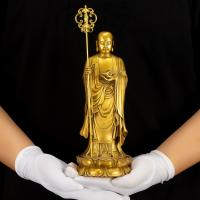 Adorno de latón pequeño que presenta bronce haciendo grandes deseos estatua de Buda de pie Ksitigarbha Bodhisattva de gran tamaño - details 5