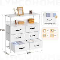 Cómoda con 6 cajones de tela, cómoda de dormitorio blanca, mueble de almacenamiento, muebles de dormitorio, cómoda para cocina, oficina, pasillo, mueble de TV con cajones - details 37