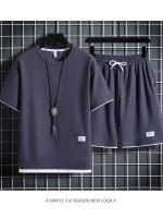 Conjunto De Camiseta Y Pantalones Cortos Informales Para Hombre, Chándal De Color Sólido, Trajes Sueltos De Verano, Talla 3XL - details 7