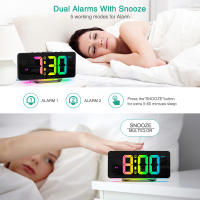 ORIA Despertador digital RGB, 7 pulgadas, reloj de mesa moderno con 11 colores de letra, 4 brillos/2 niveles de volumen, repetición, 12/24 H, cable de carga tipo C (1,5 m), para hogar, oficina, - details 4