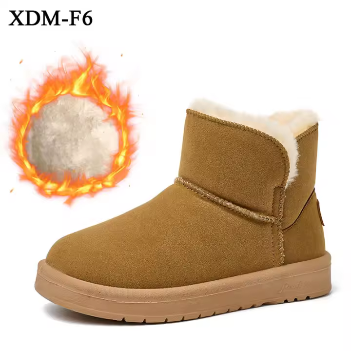 Botas de nieve, zapatos casuales de algodón cachemir de color sólido para mujer, botas de algodón térmicas gruesas apiladas - 1
