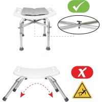 Taburete de Baño Ducha (150 kg) Reforzado con Doble Barra, Cojín, Silla Ajustable, Banqueta Antideslizante, Sin Herramientas - details 2