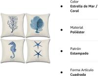 Fundas de Poliéster para Almohada 45 x 45cm Fundas de Cojines Decorativos para Sofá Cama Juego de 4 Estrella de mar/Coral Cierre de FLAP Lavado en Máquina - details 5
