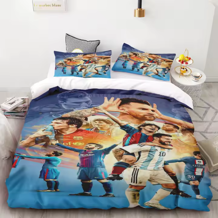 Conjunto de Cama de Fútbol Estrella 3D Impresión Digital Tamaño de Cama Rey Diseño de Moda Cómodo - 1
