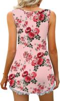 Verano nuevo con cuello en v sin mangas chaleco falda casual estampado tropical de flores vestido mujer - details 30