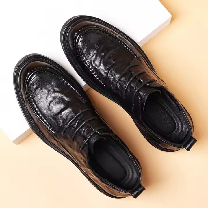 La primera capa de piel de oveja de los zapatos casuales de cuero para hombre, vestido de negocios de cuero genuino. - 1