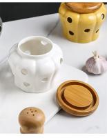 Tarro hueco de cerámica para almacenar ajo con tapa, forma de calabaza, tarro para almacenar ajo, jengibre y guindilla, pantalla de vela - details 4