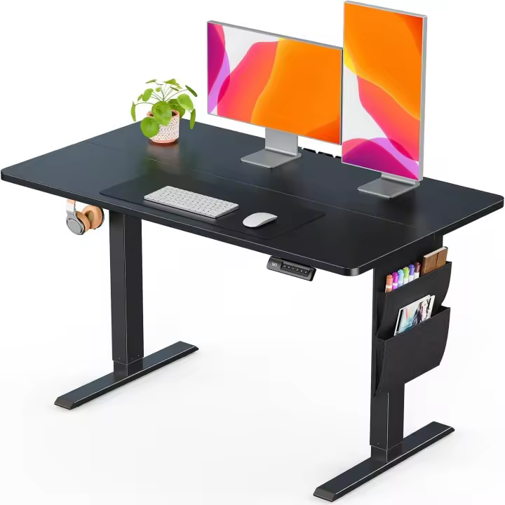 Altura Regulable 120 x 60 cm, soporta hasta 80 kg Altura Ajustable con Bolsa de Almacenamiento, Escritorio eléctrico con función de Memoria para Estaciones de Trabajo - 1