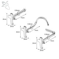 ZS-perno de Nariz de cristal CZ para hombres, forma de cruz de abeja de corazón, 316L retenedor de Pin de acero inoxidable, joyería de Piercing de fosa nasal en forma de L, 20g, 1 pieza - details 18