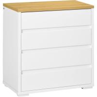Cómoda Moderna con 4 Cajones Mueble Cajonera de Madera para Dormitorio Salón Habitación Carga 40 kg 70x37x75 cm Blanco y Natural - details 0