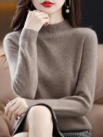 100% suéter de cachemira de lana merina, suéter tejido para mujer, jerséis de manga larga con cuello alto, ropa de otoño e invierno, Jersey cálido, Tops - details 20