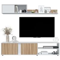 Salón TV Reversible Mueble de Televisión Ecco Acabado Blanco Artik y Natur - details 3