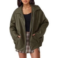 Chaqueta de Moto para Mujer de Tamaño Grande en Cuero Pretendido para Outfit de Otoño/Invierno 2024 con Cierre de Cremallera y Forro de Poliéster - details 17