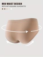 5 piezas de bragas sin costuras, cintura media, color Maillard, bragas para mujer, levantamiento de glúteos, alta elasticidad, cómodas y transpirables, lencería para mujer, ropa interior plana para mujeres, faja para barriga plana. - details 3