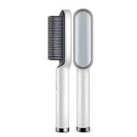 Plancha de pelo de anión 2 en 1, rizador con pantalla LCD para cabello seco/húmedo, peine eléctrico para mujer - details 3