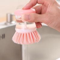 Plato para olla de lavado de cocina con relleno de líquido al presionar no daña la sartén, dispensador automático de cepillo de limpieza - details 14