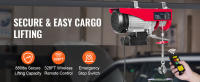 SucceBuy Polipasto eléctrico, capacidad de 880 libras, cabrestante de alambre de acero de 850 W y 220 V con control remoto inalámbrico, altura de elevación de 40 pies, motor de cobre puro para garaje, almacén, fábrica - details 0