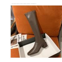 Botas De Tacón Cuadrado De Moda Para Mujer, Botas De Cabeza Cuadrada De Tacón Alto De Pila Alta - details 22