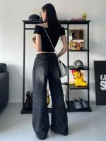 Jeans Negros Grunge Pantalones Denim de Moda Callejera Vintage para Mujeres - details 6