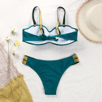 Color sólido Bikini para las mujeres de dos piezas de baño Sexy de nuevo bajo la cintura chica traje de baño para playa trajes de baño - details 5