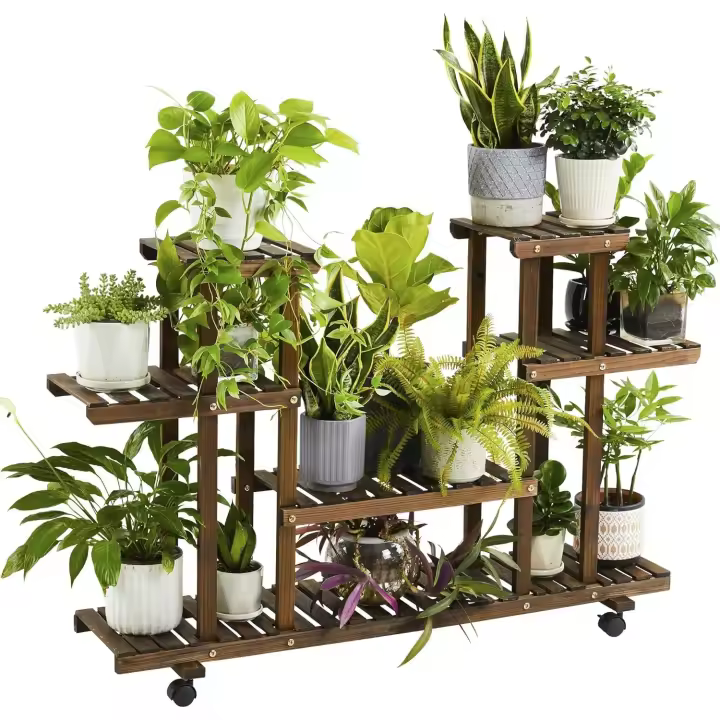 Soporte Mara Macetas Escalera Ruedas Soporte Decorativo Jardín - 1