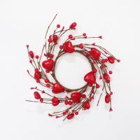 Corona Artificial en forma de corazón de 30cm, candelabro de corazón de baya de espuma romántica, corona roja hecha a mano para el Día de San Valentín, fiesta de boda - details 3