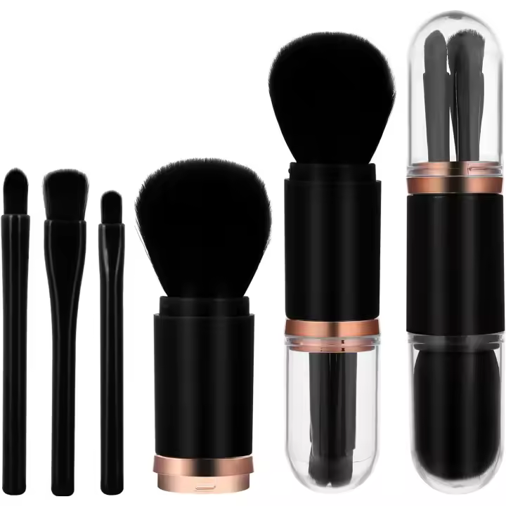 Juego de Brochas de Maquillaje Retráctil, Mini Cepillo Cosmético Facial Portátil, 4 en 1 - 1