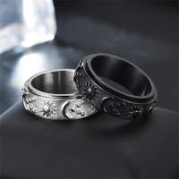 Anillo relajante de ansiedad con forma de luna y estrella bohemia para hombre, Spinner giratorio de acero inoxidable, anillos antiestrés, joyería Bague Homme - details 3