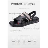 Sandalias de piel auténtica para hombre, chanclas de playa con amortiguación de aire, de diseñador, con hebilla, envueltas en el tobillo, de marca - details 6