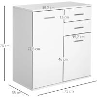 Gabinete Consola Buffet Mueble Organizador Almacenaje Multiusos Comedor Puertas Cajones 71x35x76cm - details 2