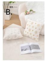 BZ016 Navidad color sólido bordado copo de nieve lentejuelas funda de almohada dormitorio sofá funda de cojín decorativo - details 6