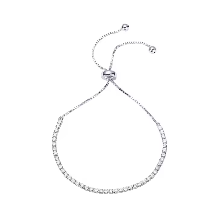 Pulsera de tenis clásica de circonita cúbica chapada en oro de 14 quilates para mujer |   Deslizador ajustable - 1