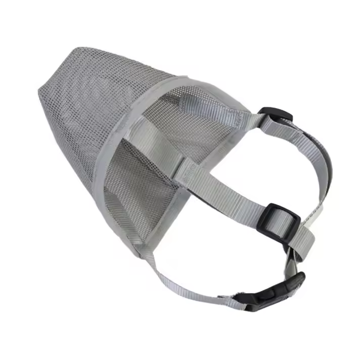 Mordaza para perro anti-mordida, transpirable, ajustable, con correas de nailon, máscara bucal de malla PP/PE para perro, anti-lamido - 1