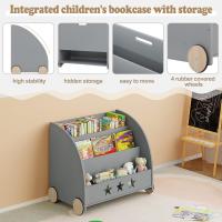 4 Ruedas y 3 Estantes Pequeños Librero Infantil para Habitación Organizador Multiusos Estante Mini Libreria Gris Maram - details 3