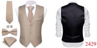 Chaleco de diseñador para hombre, chaleco de satén de seda Lisa verde oscuro, pajarita, pañuelo, traje Formal de boda para hombre, chaqueta sin mangas Barry Wang - details 63