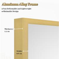 pie grande de 140 x 40 cm, espejo de cuerpo entero con marco de aluminio, para dormitorio, salón y cuarto de baño, dorado - details 3