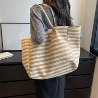 Bolsa de Lona a Rayas Grande Bolsa de Hombro Casual para Mujeres Ideal para Compras Diarias, Estudiantes, Viajes, Bolsa de Playa Material de Lining de Poliéster - details 2