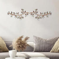 Metal Branch Leaves Vine Wall Decor Geometric Figure Paint Hanging Decoration for Home Office Decor - details 6