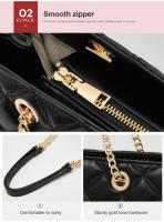 FOXER bolso de hombro con cadena de cuero PU para mujer, bolso para axilas, bolso a cuadros simple a la moda - details 5