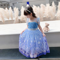 Vestido de princesa para niñas, disfraz de Elsa para Halloween, carnaval, fiesta de cumpleaños, tela azul - details 6