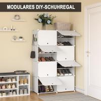 Zapatero de Plástico Blanco Organizador de Zapatos de Panel Modular con 8 Compartimentos para 32 Zapatos Con Puertas y Ganchos - details 1