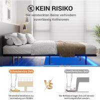 Cama 140 x 190 cm con iluminación LED, somier de láminas de metal, marco flotante para adultos, resistente y estable, fácil de montar - details 5