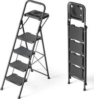 Escalera de Tijera Plegable de 4 Peldaños Carga hasta 400 kg Anchos Antideslizantes Barandilla - details 4