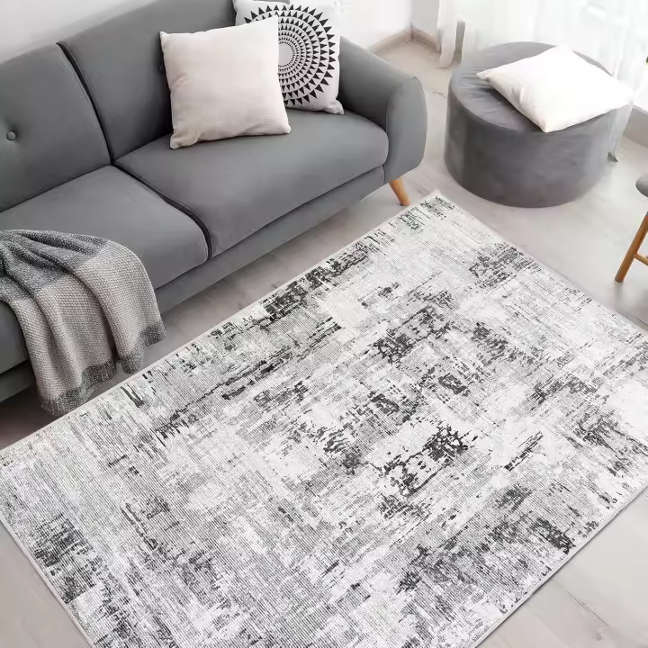 Alfombra Salón Pelo Corto - Alfombra de área Abstractas Modernas Imitación Cachemira,Antideslizantes y Lavable, Decoracion para ormitorio,Comedor,Pasillo,Interiores (Gris 160x230) - 1